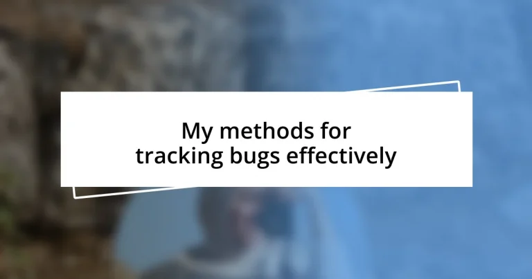 My methods for tracking bugs effectively