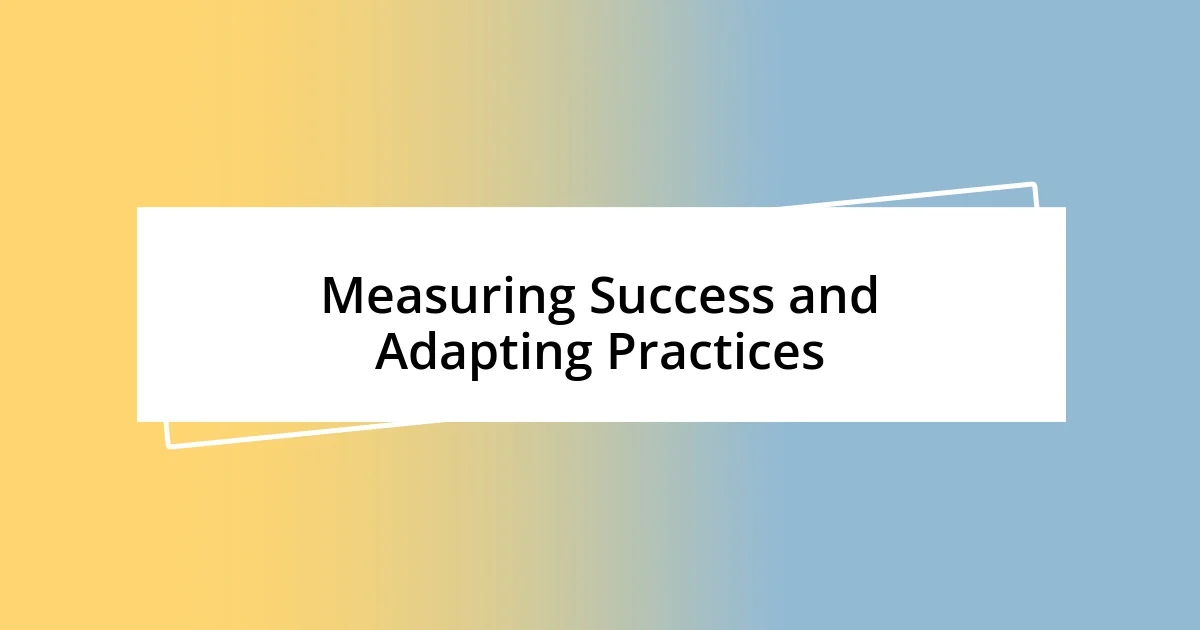 Measuring Success and Adapting Practices