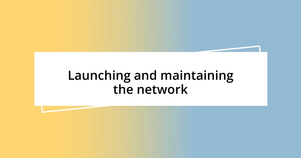 Launching and maintaining the network