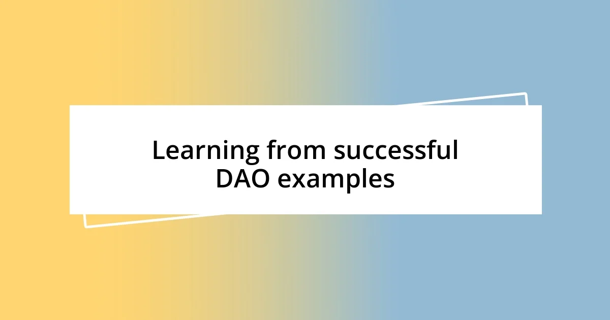 Learning from successful DAO examples