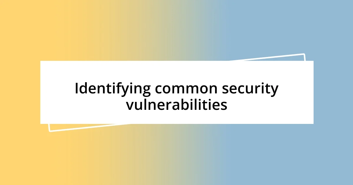 Identifying common security vulnerabilities