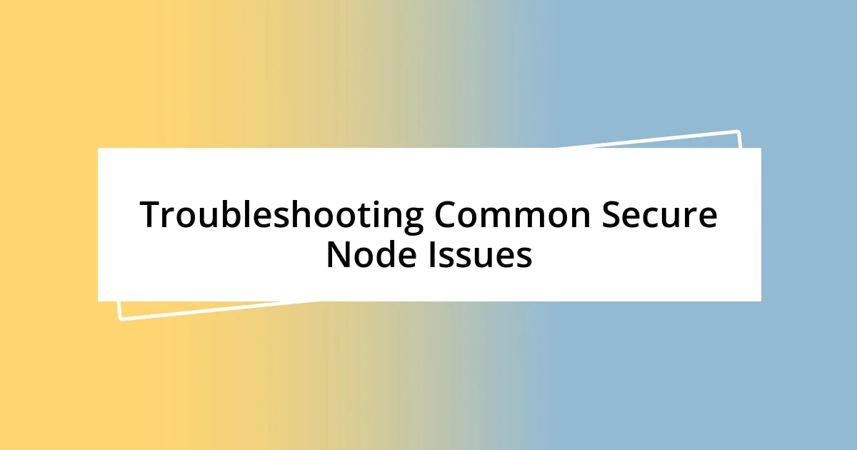 Troubleshooting Common Secure Node Issues