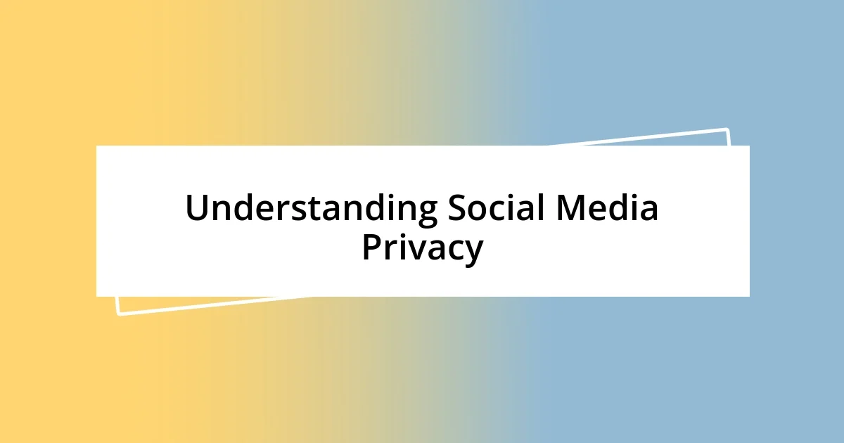 Understanding Social Media Privacy