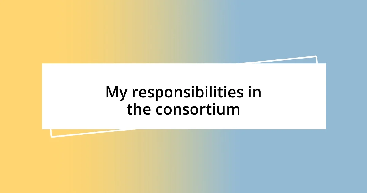 My responsibilities in the consortium