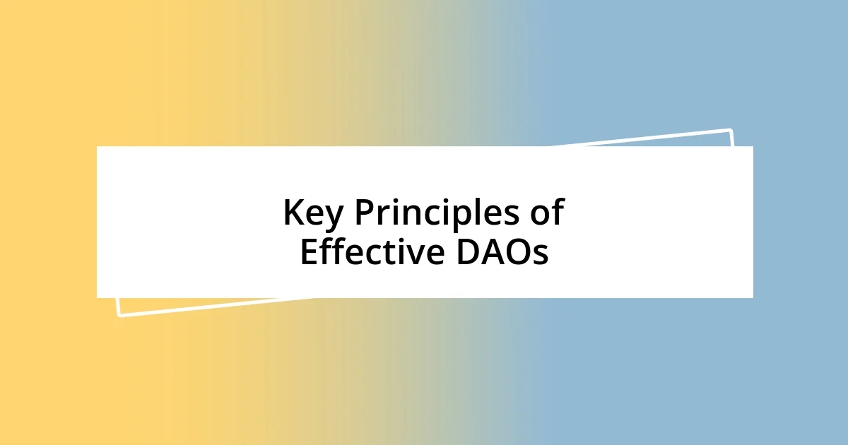 Key Principles of Effective DAOs